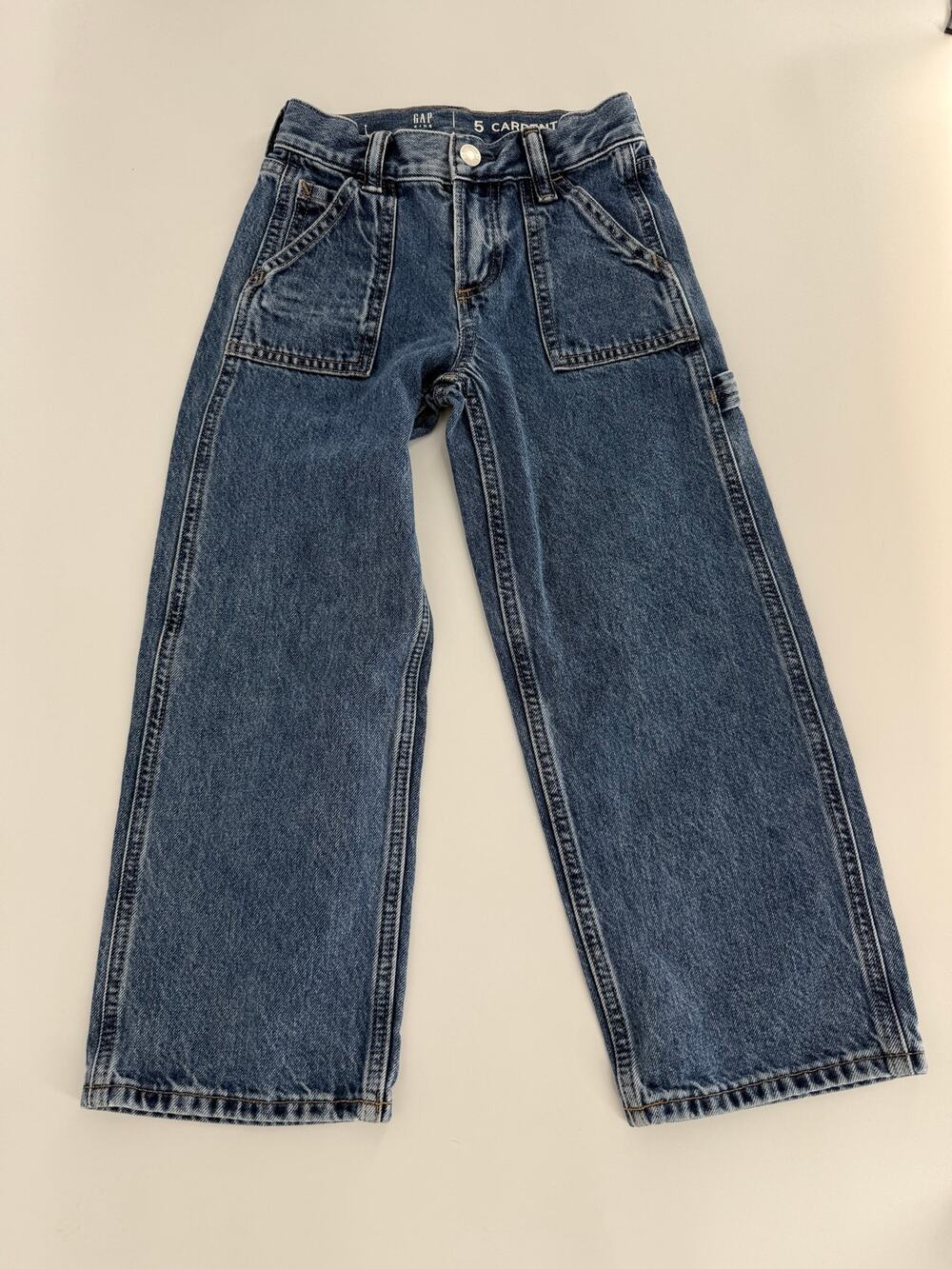 Gap Kids Carpenter Jeans Size 5 Blue Denim Pants Relaxed Straight Leg